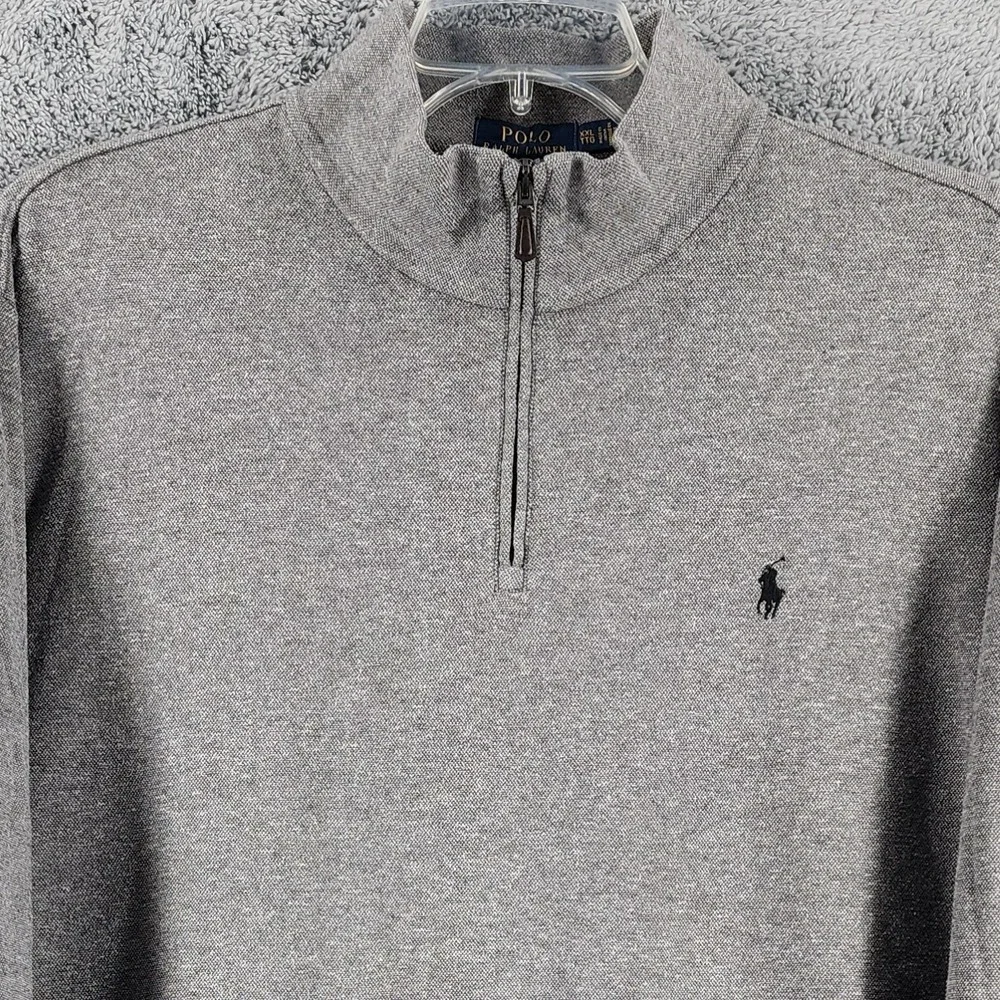 Polo Ralph Lauren Sweatshirt‎ Mens XXL Gray Pullover 1/4 Zip Mock Neck Pony